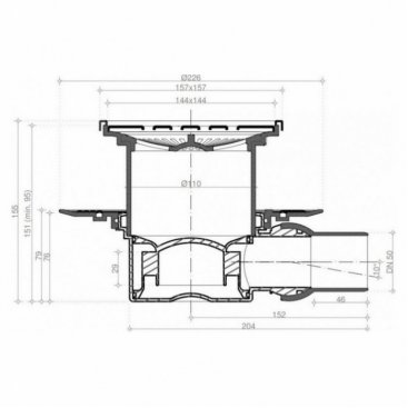 Душевой трап Bettoserb Confluo Standard 15х15 Square 1 Mask 13000073 хром