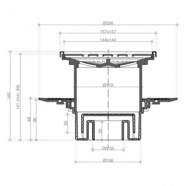 Душевой трап Bettoserb Confluo Standard 15х15 Square Vertical Mask Gold 13000165 золото