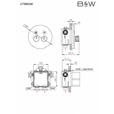 Душевая система Black&White Universe U7566GM