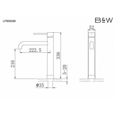 Смеситель для раковины Black&White Universe U7600GM