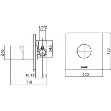 Скрытая часть смесителя Bossini Oki Z00007000