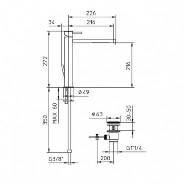 Смеситель для раковины Bossini Oki Z005303.073