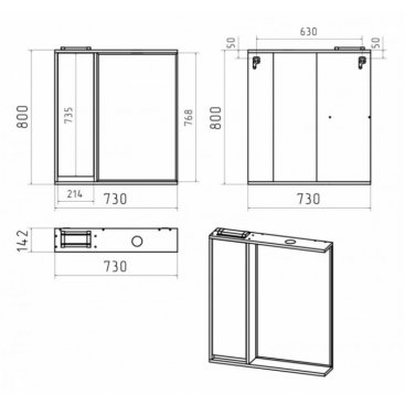 Зеркало со шкафчиком Brevita Balaton 75 L белое/бежевое