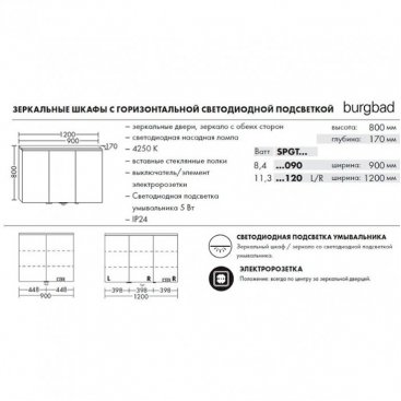 Зеркало-шкаф Burgbad Eqio 120 белый