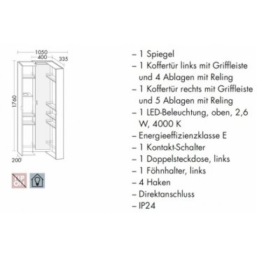 Пенал Burgbad Sys30 HSHD040464 40 см