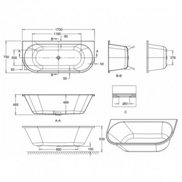 Ванна Burlington Avantgarde T12D+L1B