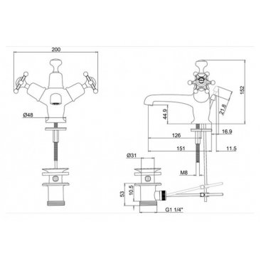 Смеситель для раковины Burlington Birkenhead BI4