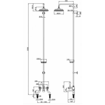 Душевая стойка Burlington Birkenhead H185-BI