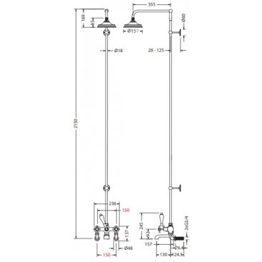 Душевая стойка Burlington Birkenhead H295A-BI