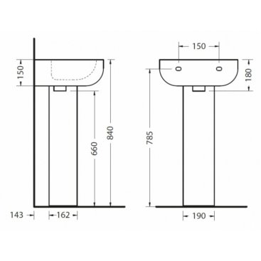 Раковина Burlington Britton Compact CM.0001 с пьедесталом FP.1032