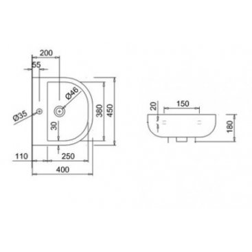 Раковина Burlington Britton Compact CM.0001 с пьедесталом FP.1032