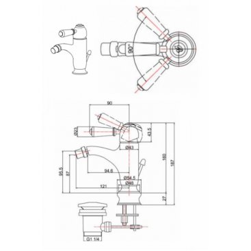 Смеситель для биде Burlington Chelsea Regent CHR23