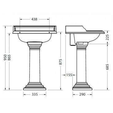 Раковина Burlington Classic B14 с пьедесталом Regal P9R