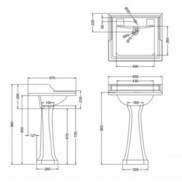 Раковина Burlington Classic B14 с пьедесталом Regal P7