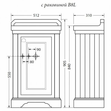 Мебель для ванной Burlington Classic FC11W-R+B8