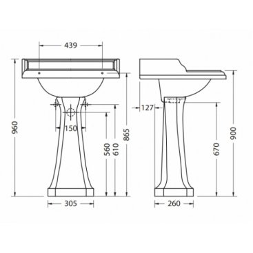 Раковина Burlington Classic B15 с пьедесталом Regal P7