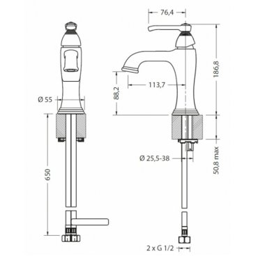 Смеситель для раковины Burlington Crosswater R-11-01-PC