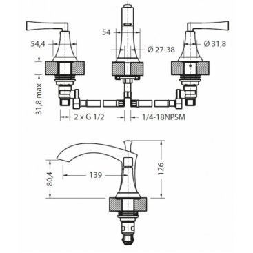 Смеситель для раковины Burlington Crosswater R-14-08-PC