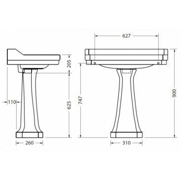 Раковина Burlington Edwardian B18 с пьедесталом P6