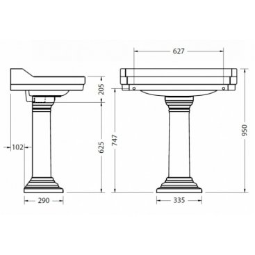 Раковина Burlington Edwardian B18 с пьедесталом Regal P9R