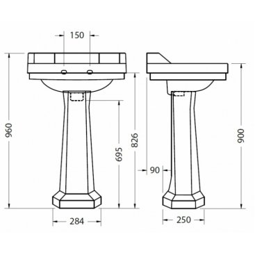 Раковина Burlington Edwardian B4 с пьедесталом Regal P9