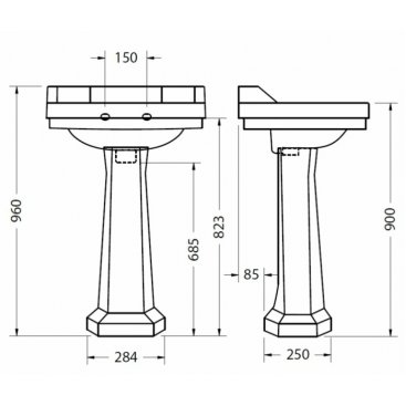 Раковина Burlington Edwardian B5 с пьедесталом Regal P9