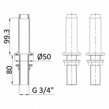 Смеситель на ванны Burlington Guild GU422DC+GU001DC+GU002FC хром