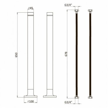 Смеситель на ванны Burlington Guild GU422DC+GU001DC+GU002FC хром