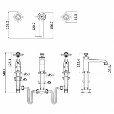 Смеситель для раковины Burlington Guild GU135DNC хром