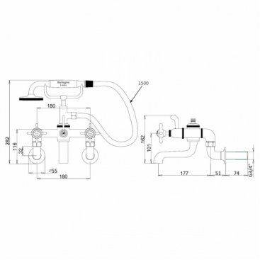 Смеситель для ванны Burlington Guild GU422DL+T17-2 BNKL никель шлифованный