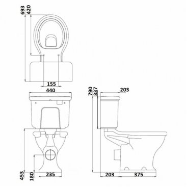 Унитаз напольный Burlington Guild GU6115CW+GU7005CW+SP390 BNKL