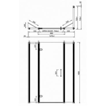 Душевой уголок Burlington Hinged Door C16+C21+C16+C12