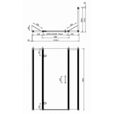 Душевой уголок Burlington Hinged Door C16+C21+C16+C13