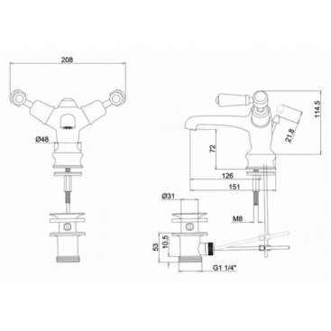 Смеситель для раковины Burlington Kensington Regent KER4