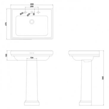 Раковина Burlington Riviera RIV2 с пьедесталом RIV6