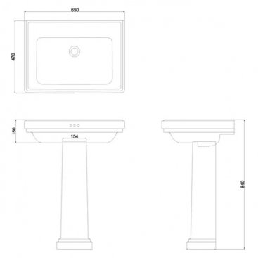 Раковина Burlington Riviera RIV2 с пьедесталом RIV6