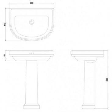 Раковина Burlington Riviera RIV4 с пьедесталом RIV6
