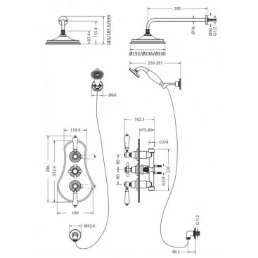 Душевая система Burlington Severn VF3S+V16