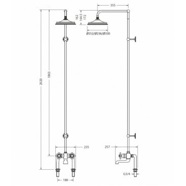 Душевая стойка Burlington Tay BT2DS+V60