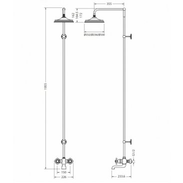 Душевая стойка Burlington Tay BT2WS+V60