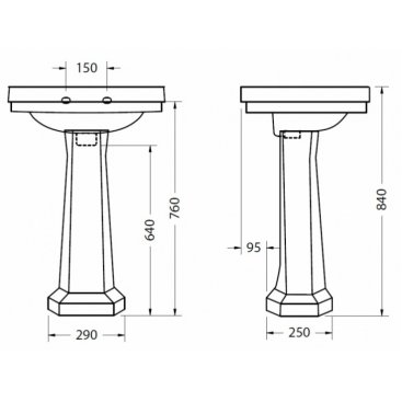 Раковина Burlington Victorian B2 с пьедесталом P1
