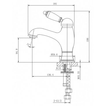 Смеситель для раковины Caprigo Adria Uno Metal 02M-520 бронза