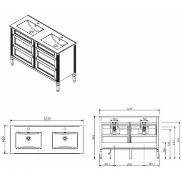 Мебель для ванной Caprigo Albion Concept 120-2 с ящиками