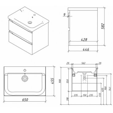 Мебель для ванной Caprigo Forte 65