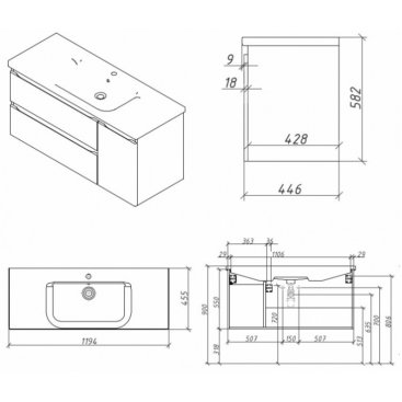 Мебель для ванной Caprigo Forte 120R