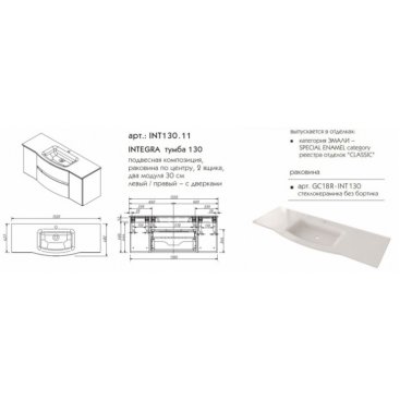 Мебель для ванной Caprigo Integra 130.11