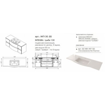 Мебель для ванной Caprigo Integra 130.22