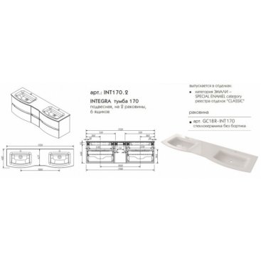 Мебель для ванной Caprigo Integra 170.2