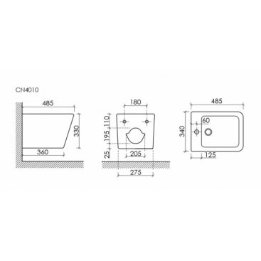 Биде подвесное Ceramica Nova Union CN4010