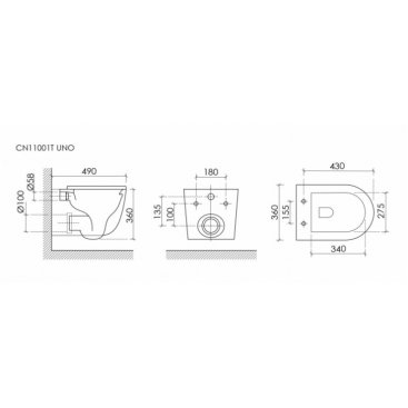 Унитаз подвесной Ceramicanova Uno CN11001TMB